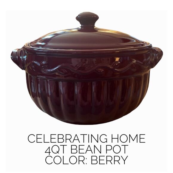 Celebrating Home stoneware berry 4 quart bean pot - Picture 1 of 9